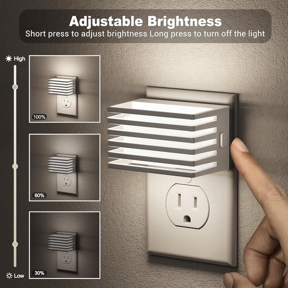 MINSUI-LED Night Light, [2 Pack] Night Lights Plug into Wall with Dusk to Dawn Sensor, Dimmable Plug in Night Light, Adjustable Brightness, 5000K Daylight White Nightlight for Bathroom Hallway