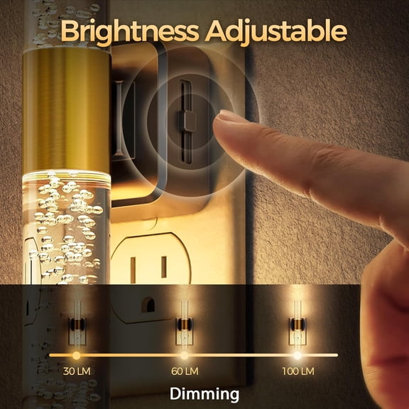 MINSUI-LED Night Light, Rotating Night Lights Plug into Wall, Auto Light Sensor Nightlight Dimmable, 3000K Soft Light, LED Acrylic Bubble Nightlight Plug in for Bedroom Bathroom Hallway, 2 Pack