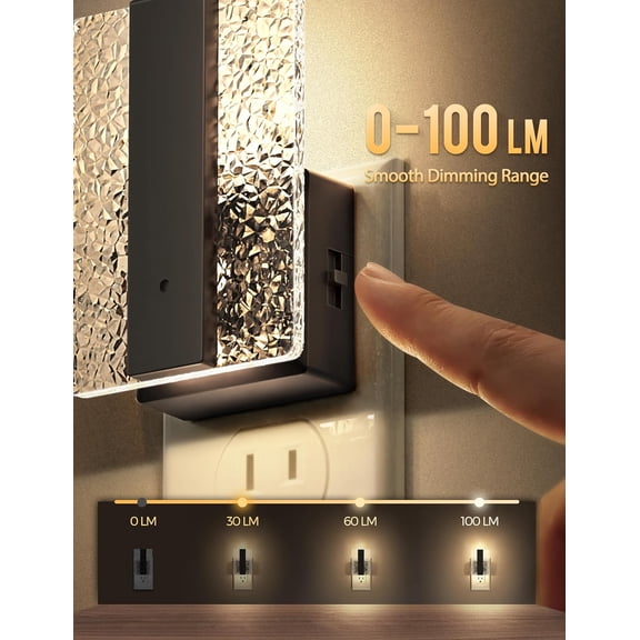 MINSUI-LED Night Lights Plug Into Wall [2 Packs], Decorative Night Light with Dusk-to-Dawn Sensor, Dimmable Nightlights, Adjustable Brightness Night-Lights for Bathroom, Hallway, Bedroom,Stairway