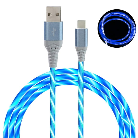 MINSUI-LED USB C Cable [2-Pack, 6FT], Light Up Visible Flowing LED Type C Fast Charging Cable Compatible with Phone 16 15, Samsung Galaxy S24 S23, Pixel and More (Blue & Green)
