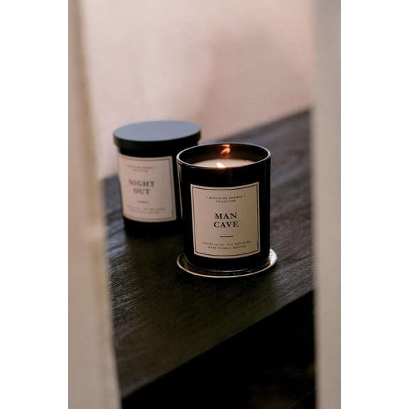 MINSUI-LEOBEN CO Man Cave Scented Men's Candle 9oz, Masculine Collection Design 50 hr Burn Time Poured in California Using Vegan Soy Wax and Essential Oils Made in Small Batches