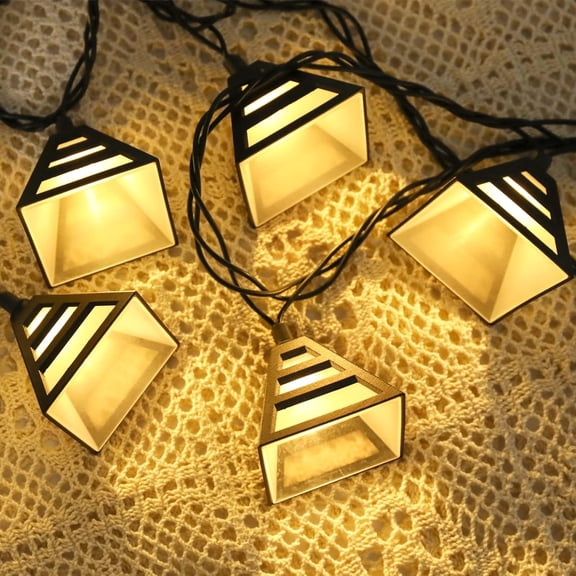 MINSUI-Lantern String Lights, Black Decorative String Lights Plug in with 10 Plastic Lamp Shades, Connectable Moroccan Decoration Light for Home Holiday Party Decorations(9.84FT)