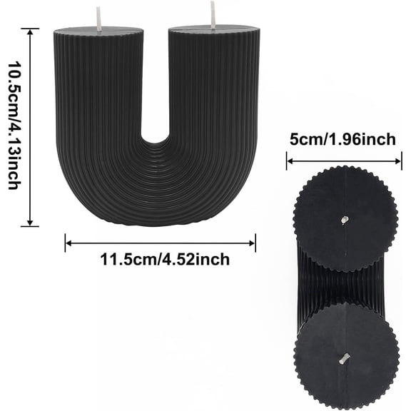 MINSUI-Large U Shaped Candle, Soy Wax Scented Candle Geometric Aesthetic Ribbed Candles Minimalist Shaped for Trendy Home Room Shelf Decor Aesthetic Candles Wedding Birthday