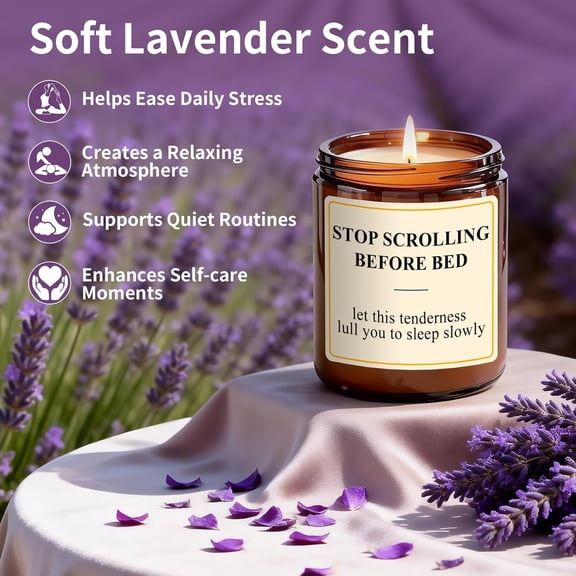 MINSUI-Lavender Candle for Relaxation - 7oz Aromatherapy Candles for Stress Relief & Sleep - Non Toxic Soy Candles for Home Scented, Calming Candles Mothers Day Gifts for Women Soothing Relaxing