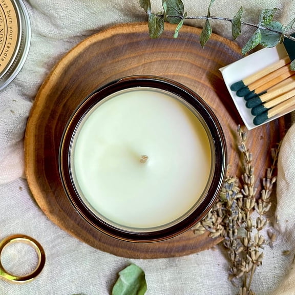 MINSUI-Lavender Eucalyptus Scented Candles - 8oz Natural Scented Soy Candles for Home Non Toxic Aromatherapy Lavender Candles Gifts for Women Bath Relaxing Calming Soothing Relaxation Stress Relief