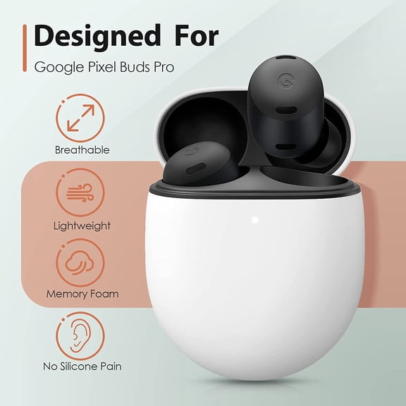 MINSUI-Memory Foam Tips for Google Pixel Buds Pro, Anti-Slip Replacement Ear Tips for Google True Wireless EarphonesFit in The Charging Case, Perfect Noise Cancellation, 3 Pairs (Large, Black)