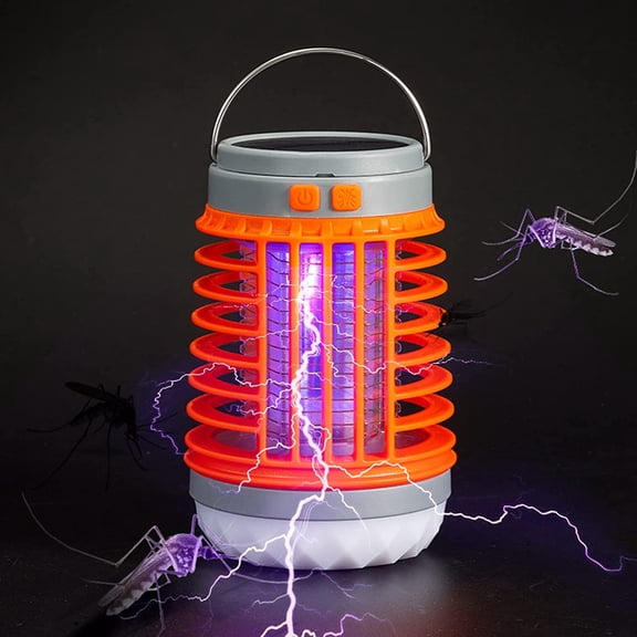 MINSUI-Mozz Guard Mosquito Zapper 2025, Solar Outdoor Waterproof Camping Lamp, Portable Cordless Multifunctional Hand Lantern, USB Charing and Low Noise for Indoor, Home Garden, Camping, Picnic (Blue