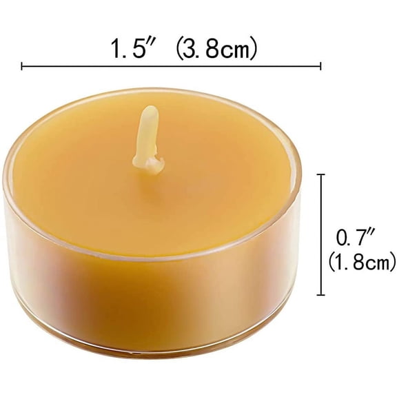 MINSUI-Natural Beeswax Tea Candles, 20 Pack Handmade Beeswax Candles, Clear Cup, Great for Home Decoration