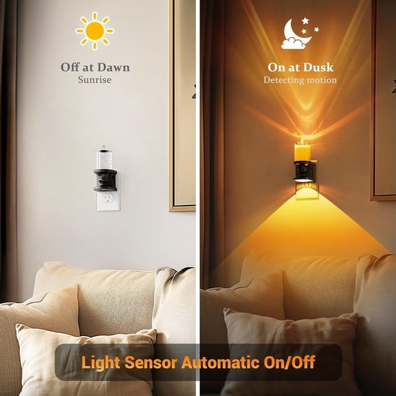 MINSUI-Night Light, Candle Amber Night Lights Plug into Wall 2 Pack, Flameless Flickering Candle Nightlight, 0-100LM Dimmable LED Nightlights, Dusk to Dawn Sensor Decorative nite Light for Bathroom