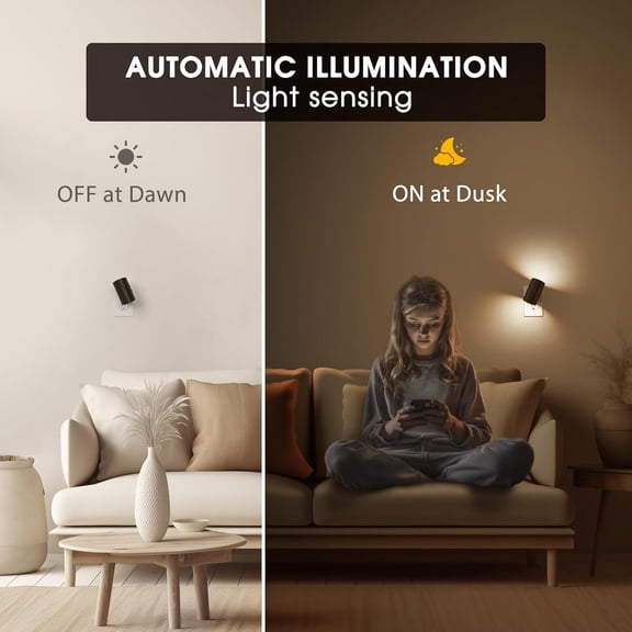 MINSUI-Night Lights Plug into Wall, 3CCT Modern LED Night Light Plug in, Dusk to Dawn Sensor, 3000K0K0K Change Nightlight,Dimmable NightLight for Hallway, Bedroom, Stairway, 2 Pack