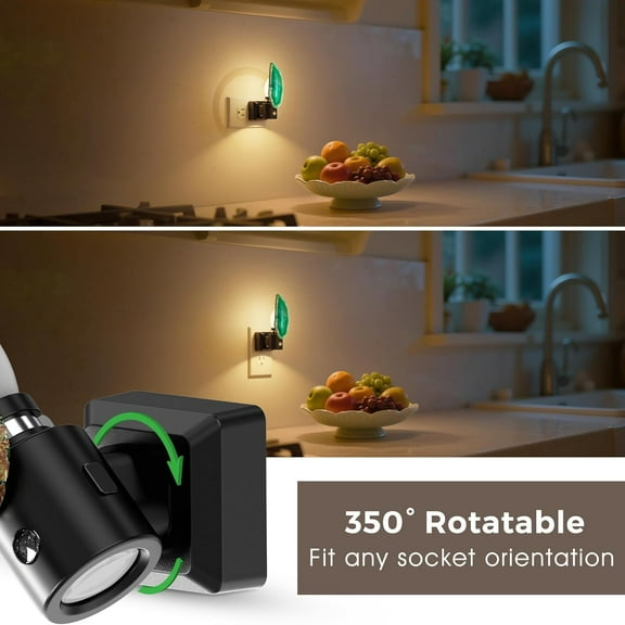 MINSUI-Night Lights Plug into Wall, Agate Nightlight Rotating 350, Dimmable Dusk to Dawn Sensor, Healing Stone Green Agate Decorative Nightlight for Bedroom,Living Room[2 Pack]