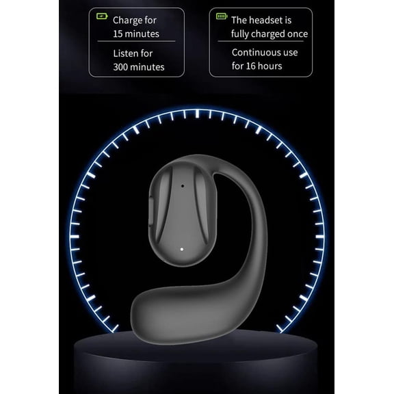 MINSUI-Open Ear Bluetooth Headphone Single on Ear Bluetooth Headset Wireless Earpiece with earhook Sport Business Earphone Up to 15 Hours Talk Time only Left Earphone