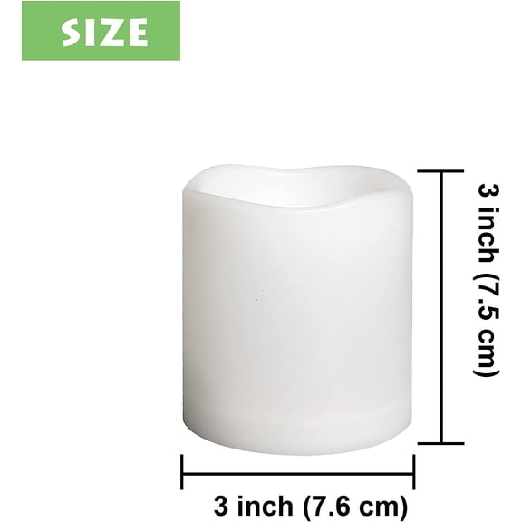 MINSUI-Outdoor Indoor Flameless Pillar Candles, 2 Pack Plastic Resin Battery Operated Electric LED Candle Sets with Cycling 24 Hours Timer Function for Home Party Wedding Decoration, 3"x3"