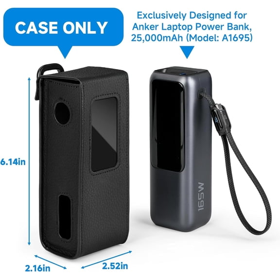 MINSUI-PU Leather Case for Anker 25,000mAh Laptop Power Bank, Protective Travel Case Compatible with Anker Zolo A1695 Power Bank 25K 165W Portable Charger (CASE ONLY)