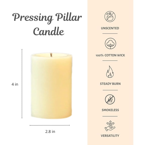 MINSUI-Pillar Candles 2.8x4 Inch 3 Pack Ivory CW Studio Unscented 45-Hour Long Burn, Smokeless Dripless Premium Wax with Cotton Wick for Weddings, Events, Home & Rustic Decor