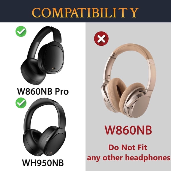 MINSUI-Professional Replacement Ear Pads for Edifier W860NB Pro, WH950NB ANC Headphones(Do Not Fit W860NB), Earpads Cushions with Soft Protein Leather, High-Density Noise Isolation Foam - Black