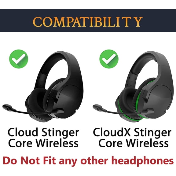 MINSUI-Protein Leather Headband Cover for Hyperx Cloud/CloudX Stinger Core Wireless (Do Not Fit Wired Version) Headphones, Replacement Headstrap Pad Repair Part - Black
