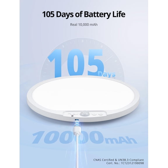 MINSUI-Rechargeable Battery Operated Ceiling Light for Shower Inside Wireless, 105 Day Battery Life Powered 11.8Inch Bright Waterproof Magnetic RGB Overhead Lighting without Wiring for Closet Bathroo