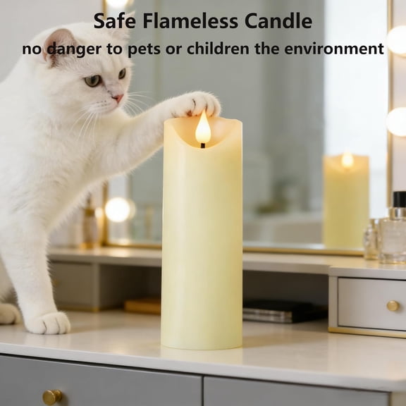 MINSUI-Rechargeable Flameless Candles, Flickering Battery Operated LED Candles, Ivory Real Wax Candle with Remote and Timer, 3D Wick Pillar Candle for Home Fireplace, Party Decoration 2" x 6"