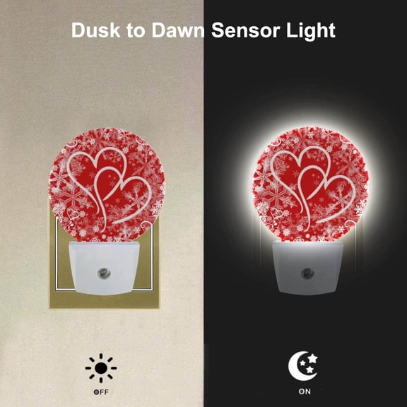 MINSUI-Red Heart Night Light, Valentine Love Symbol Design Plug into Wall with Dusk to Dawn Sensor, Soft Warm Nightlights for Hallway, Bedroom, Bathroom