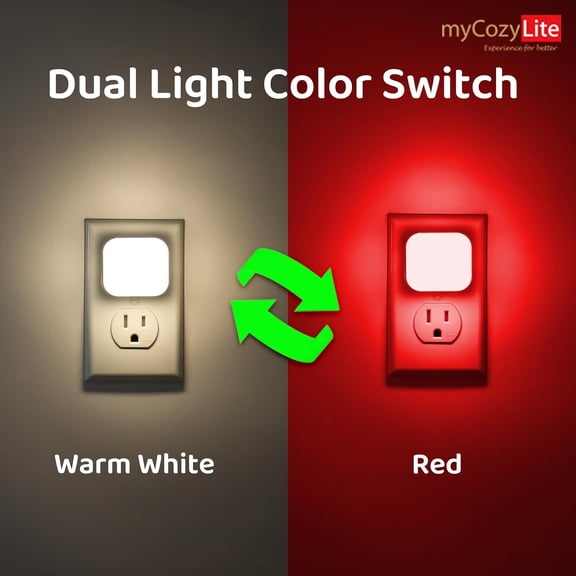 MINSUI-Red Night Lights Plug into Wall, Warm White Light, 2 in 1, Plugin Nightlights 4 Pack, Dusk to Dawn Sensor, Dimmable, Automatic Lights, for Bathroom, Bedroom, Kitchen, Hallways, Nursery