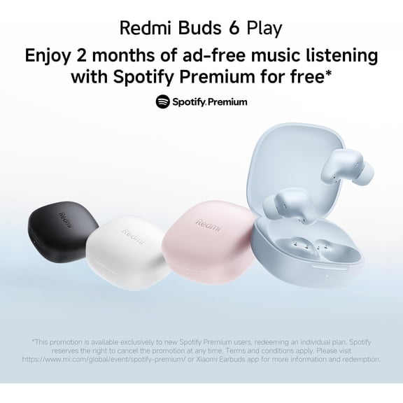 MINSUI-Redmi Buds 6 Play | 10mm Dynamic Driver | AI Noise Reduction | Up to 36-Hour Battery Life | Bluetooth 5.4 | Touch Control - Global Version - (Pink)