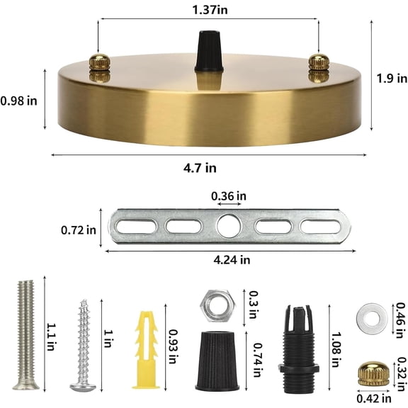 MINSUI-Sangle Sopffy Pendant Light Canopy Kit, 4.7 Inches Ceiling Lighting Canopy Kit with All Mounting Hardware Modern Chandelier Ceiling Plate Cover for Pendant Lighting Fixtures (Brass, 4.7 inch)