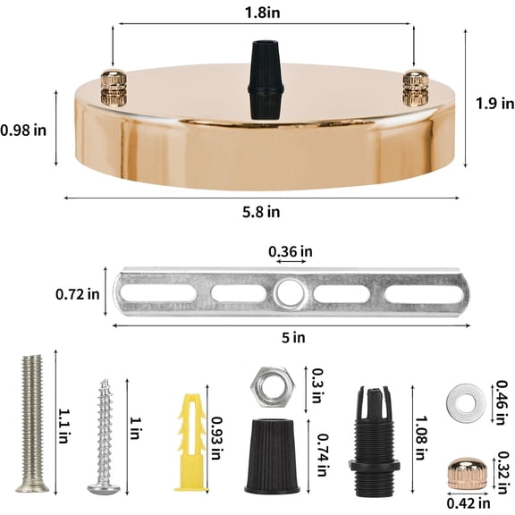 MINSUI-Sangle Sopffy Pendant Light Canopy Kit, 5.8 Inches Ceiling Lighting Canopy Kit with All Mounting Hardware Modern Chandelier Ceiling Plate Cover for Pendant Lighting Fixtures (French Gold, 5.8