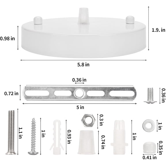 MINSUI-Sangle Sopffy Pendant Light Canopy Kit, 5.8 Inches Ceiling Lighting Canopy Kit with All Mounting Hardware Modern Chandelier Ceiling Plate Cover for Pendant Lighting Fixtures, White (White)