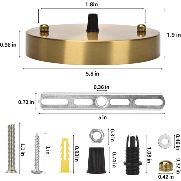 MINSUI-Sangle Sopffy Pendant Light Canopy Kit, 5.8 Inches Ceiling Lighting Canopy Kit with All Mounting Hardware Modern Chandelier Ceiling Plate Cover for Pendant Lighting Fixtures (Brass, 5.8 inch)