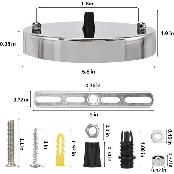 MINSUI-Sangle Sopffy Pendant Light Canopy Kit, 5.8 Inches Ceiling Lighting Canopy Kit with All Mounting Hardware Modern Chandelier Ceiling Plate Cover for Pendant Lighting Fixtures (Silver, 5.8 inch)