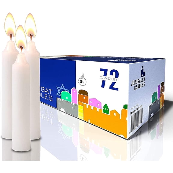 MINSUI-Shabbat Candles - Traditional Shabbos Candles - 3 Hour - 1-Pack x 72 Count
