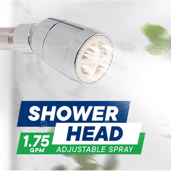MINSUI-Single Function Massage Shower Head with Chrome Plated Finish, Fixed Showerhead 1.75 GPM, 1.01 Inch Face