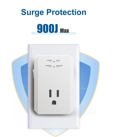 MINSUI-Single Outlet Surge Protector, Small Surge Protector Wall Tap with Ground Protected Light Indicators for Refrigerators, PC, TV and Home Appliances, 15A, 1875W, 120V, 1 Pack