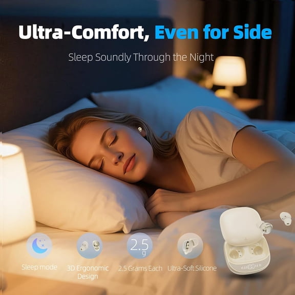 MINSUI-Sleep Earbuds Bluetooth 5.4 in Ear Buds for Sleeping, Mini Sleep Headphones for Side Sleepers with Dual Sleep Modes, Sleep Timer, 48H Wireless Earbuds for Sleeping, Comfortable Fit, App Custom