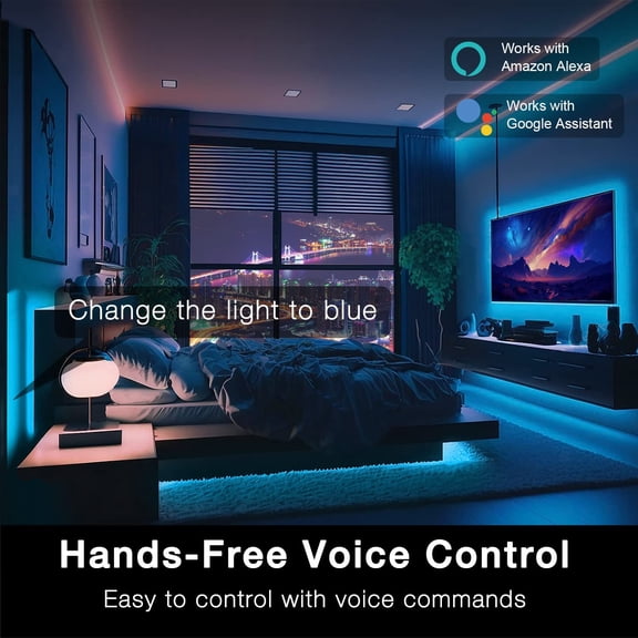MINSUI-Smart WiFi Led Lights 100ft, Tuya App Controlled Led Strip Lights, Work with Alexa and Google Assistant, Timer Schedule, Color Changing Led Lights for Bedroom Party Kitchen