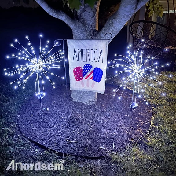 MINSUI-Solar Garden Lights Outdoor: Bendable Copper Wire with 120 LED Firework Beads - White Waterproof DIY Fairy Decorations for Yard Patio Path - Gifts for Women Mom Homeowners