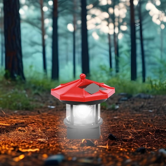 MINSUI-Solar LED Lighthouse Waterproof Landscape Lamp Garden Lamp for Outdoor Lawn Patio Pond Ornament Decoration Red