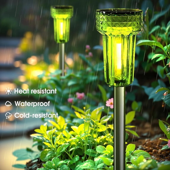 MINSUI-Solar Pathway Lights Outdoor,Green Solar Lights LED Waterproof Solar Lights Auto Dusk-to-Dawn for Yard, Path, Garden, Walkway, Landscape 8 Pack