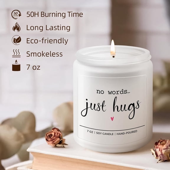 MINSUI-Sympathy Gifts for Loss of Loved One - No Words Just Hugs Candle, Memorial Gifts, Bereavement Gift, Memorial, Grief, Think of You, Condolence, Get Well Gift - Lavender Scented Candle