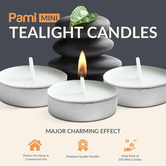 MINSUI-Tealight Candles 100 Pack Little Small 1in Round Unscented 2.5h Burn Time for Votive Holders