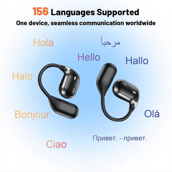 MINSUI-Translation Earbuds Real Time 156 Languages Translator Earbuds, Free App with AI Assisrant & 4 Smart Modes, Ultra-Light Open Earbud for Travel, Business, Learning (Jet Black)