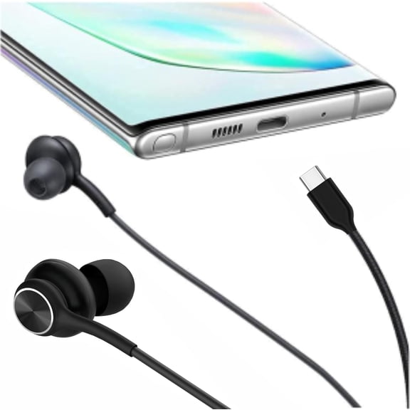 MINSUI-Type-C Wired Earbuds, Dual-Driver Design, Black in-Ear Headphones, USB-C Connector, 3-Year Warranty, for Galaxy S25, S24, S23, S22 for iPhone 15, 16, 17, Built-in Control Buttons
