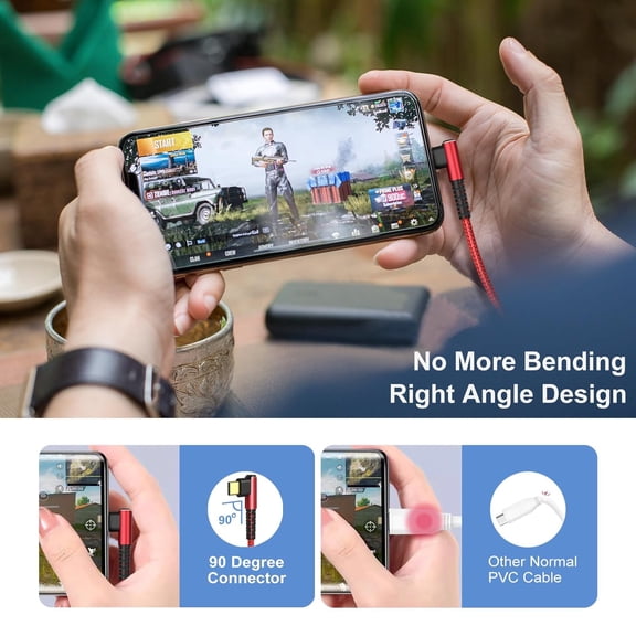 MINSUI-USB C Cable 10ft, 5-Pack USB c to c 90 Degree Right Angle Cable Long Braided Type C to Type C Android Charger Cords 60W Fast Charging for iPhone 17 Air 16e 16 15 Pro Max, Samsung Galaxy S25 A1