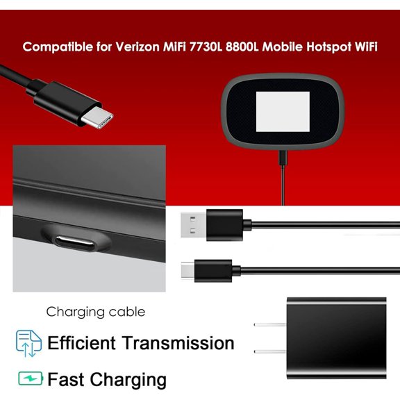 MINSUI-USB-C Fast Wall Charger Charging Cable Cord Fit for Verizon Orbic Speed Mobile Hotspot 400L MiFi 7730L 8800L Jetpack Hotspot, INSEEGO 5G MiFi M1000 M2000 M2100, Nighthawk M1 MR1100, GL.iNet GL
