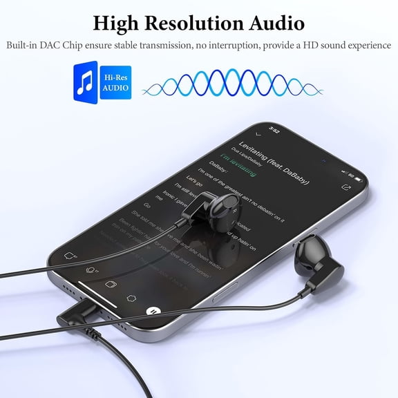 MINSUI-USB C Headphones for iPhone 17 16 15 Pro Max iPad, 90 Right Angle USB-C Wired Earbuds with Mic Volume Control HiFi Stereo Type C Earphones for Samsung S25/S26/S24/S23/S22 Pixel 10 9 8 7, Blac
