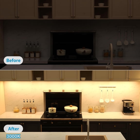 MINSUI-Under Cabinet Lighting Kit Plug in, 6 pcs 12 Inches LED Light Bars. Super Bright Dimmable Linkable for Kitchen Undercabinet Counter Top Shelf Pantry Closet Display Lighting. Warm White 3000K
