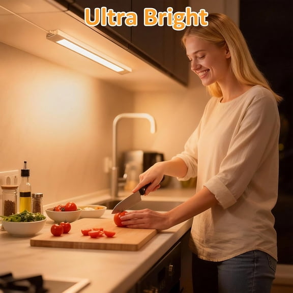 MINSUI-Under Cabinet Lighting Plug in, 14 Inch Linkable Ultra Bright LED Light Bar, Renter Friendly Lamp, Wired 110V 120V Indoor Lights for Kitchen Cabinet, Counter, Workbench, Desk, Shelf, Warm Whit