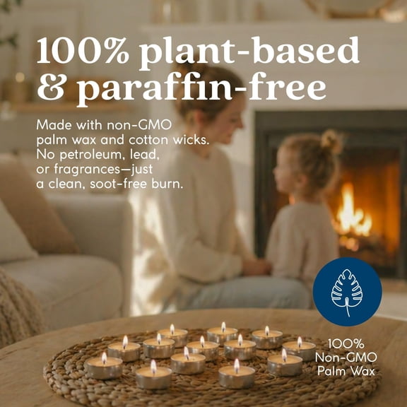 MINSUI-Unscented Vegan and Paraffin-Free Tea Light Candles (24 Candles)
