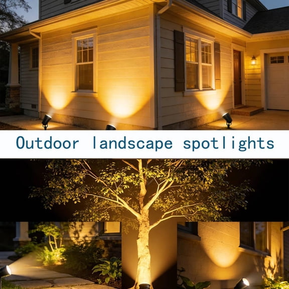 MINSUI-Warm White Yard Spot Lights Outdoor Spotlights 5W 3000K LED Landscape Lights IP65 Waterproof Uplights with Spiked Stand for Lawn Wall Tree Flag Frond Porch House, US 3-Plug, 4 Lights